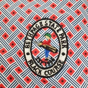 Bethpage Black Fairway & Greene Red and Blue Patterned Polo. Made In The USA